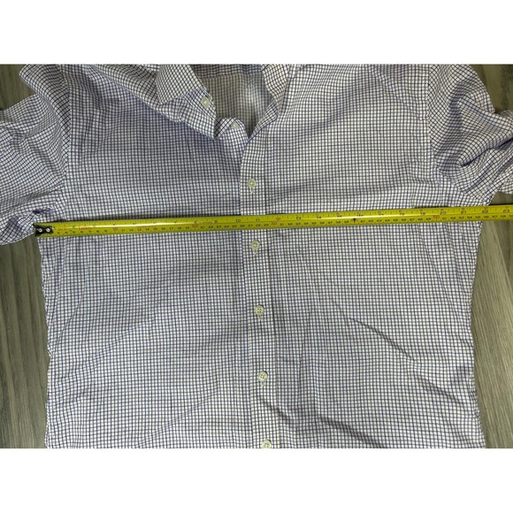 Ledbury Mens Dress Shirt Gingham Check Pattern Blue White Long Sleeve Button - Picture 8 of 11
